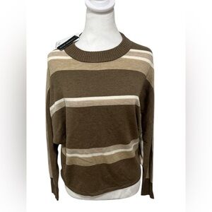 Magaschoni Women’s sweater size, small brown and cream pullover Dolman sleeve